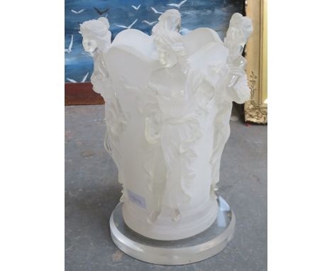 LALIQUE STYLE COMPOSITE FIGURE FORM TABLE LAMP APPROX. 32cm HIGH 