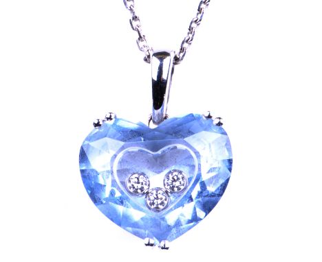 Chopard: An 18ct white gold 'So Happy Hearts' diamond heart pendant Designed as three free moving brilliant-cut diamond colle