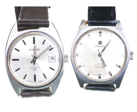 Garrard: A stainless steel automatic wristwatchThe silvered dial with hourly applied markers, date aperture positioned to thr
