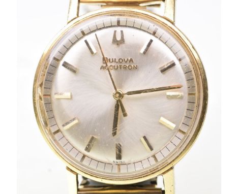 Bulova: A 1960s 18ct gold Accutron wristwatchThe circular brushed silvered signed dial with applied gilt metal baton hour mar