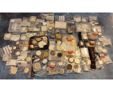 Watch NOS &amp; vintage spares including Omega, Tissot, Rotary, Raymond Weil, Dreyfuss &amp; Co, watch faces, backs, seals et