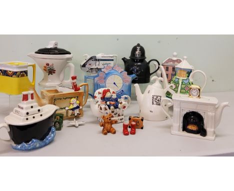 Novelty Teapots - Paddington and Friends;&nbsp; Cardew Design Toy box;&nbsp; James Sadler Eurotunnel;&nbsp; Carltonware Queen