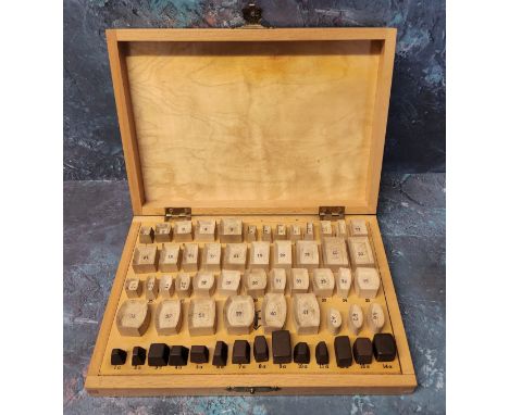 Watch Maker's Tools - a comprehensive set of wooden watch glass forms and/or templates, housed in original cedarwood box 