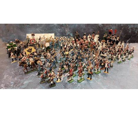 Military Soldiers - painted metal , including Del Prado, various regiments, mounted and unmounted, machine gunners, standing 