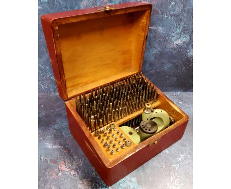 Watch Maker's & Jeweller's Tools - An early Swiss 'FAVORITE GB' pusher press, with comprehensive attachments in a fitted wood