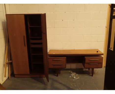 G Plan teak two piece bedroom suite comprising dressing table and wardrobe