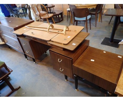 Retro four long drawer chest of drawers and matching dressing table with bi fold mirror 