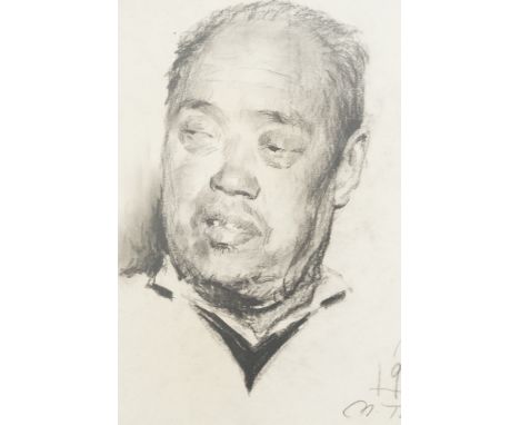 Muli Tang, (Chinese, born 1947)A charcoal sketch portrait of Bertie Wilson, signed and dated 1972 lower right, together with 
