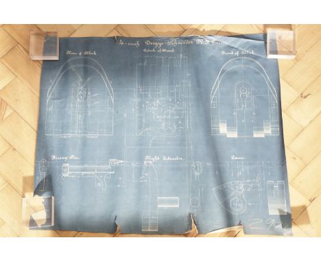 [ Artillery, US, Driggs-Schroeder, circa late 19th / early 20th Century] A group of blue prints and technical drawings pertai