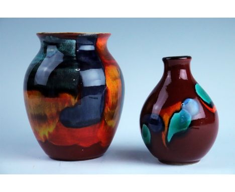 Two late 20th Century Poole studio pottery vases, largest 17 cm