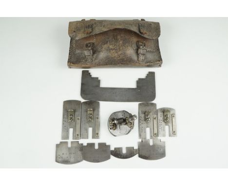 A hide cased set of Great War Ordnance artificer's artillery gauges