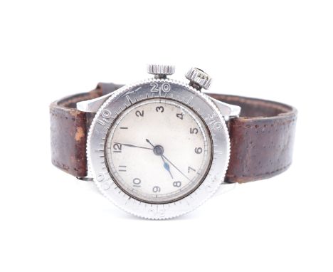 A Second World War RAF Navigator's Mk VIIA wristwatch by Movado, having a 15 jewel movement, white face with Arabic numerals 