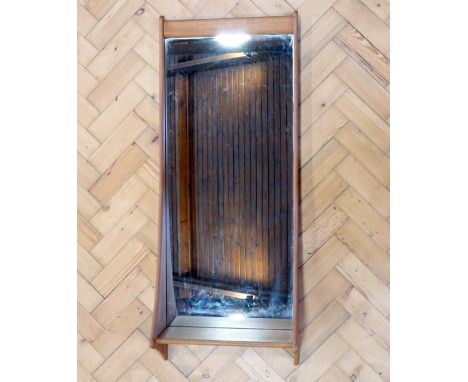 A Danish teak wall mirror with base shelf, circa 1970s, 11 cm x 44 cm