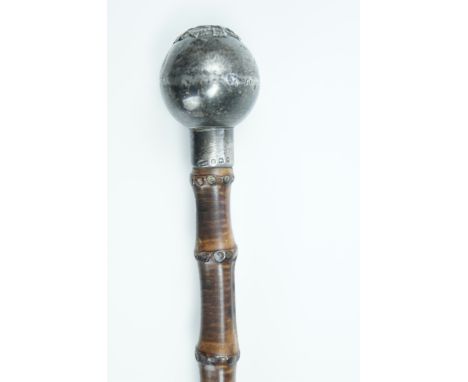 A Highland Light Infantry silver-mounted bamboo swagger stick, London, 1918