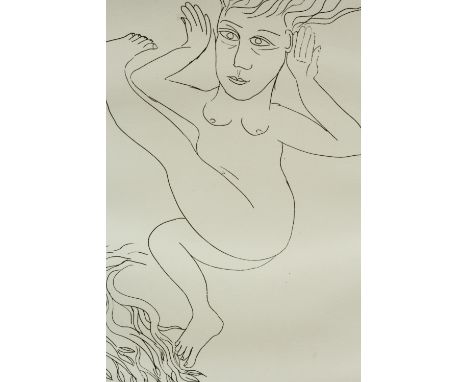 Eileen Cooper RA OBE (born 1953) "Chance", limited edition nude study line drawing, etching on laid paper on card backing, ed