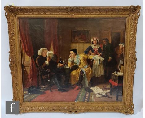 ATTRIBUTED TO EDWARD MATTHEW WARD, RA (1816-1879) - 'Dr. Johnson perusing the manuscript of the Vicar of Wakefield, as the la
