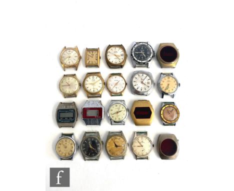 Twenty assorted gentleman's wrist watches to include Timex, Ingersoll, Cardinal and Tempest examples, various styles, all sol