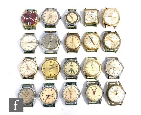 Twenty assorted gentlemen's wrist watches to include Timex, Cara, Roamer and Prestige examples, various styles, all sold as s