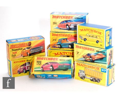 A collection of 1-75 Matchbox series diecast models to include Regular Wheels and Superfast Wheels, comprising 38b Vauxhall V