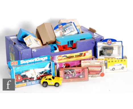 A collection of assorted diecast models to include Matchbox SuperKings K3-3 Massey Ferguson Tractor and Trailer, SuperKings K