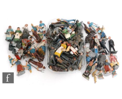 A collection of hollowcast farm figures by various manufacturers, to include Britains farmer's wife, farmer's wife with umbre