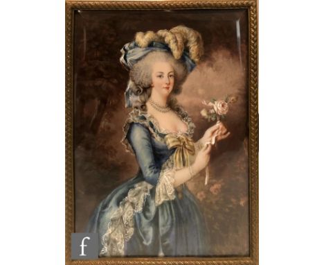 AFTER&nbsp;ELISABETH LOUISE VIGEE LE BRUN - Portrait of Marie Antoinette, miniature gouache on ivorine, early 20th century co