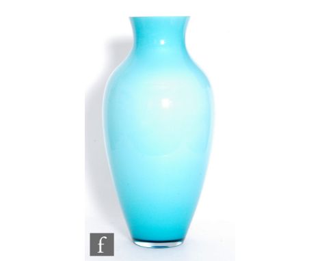 A large contemporary Italian Murano glass vase by C.Nason of shouldered ovoid form with flared collar neck, cased in clear cr