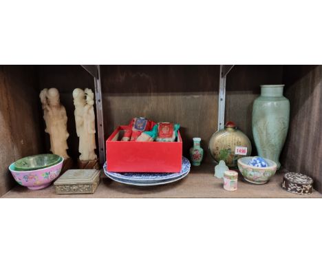 A mixed group of Chinese ceramics and works of art,&nbsp;to include pair of Kangxi plates, 23cm diameter, (each s.d.). 