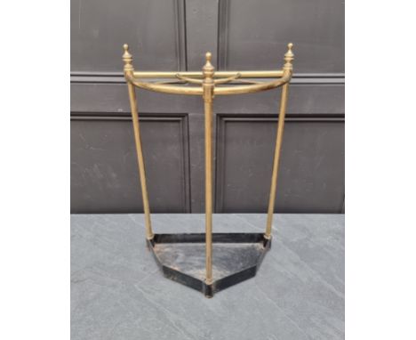 An old brass stick stand, 40cm wide. 