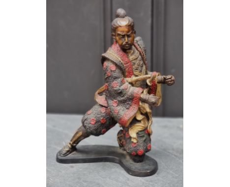 A bronze Japanese Samurai warrior,&nbsp;27cm high. 