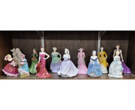 Nine Coalport ladies;&nbsp;together with two further Royal Worcester examples; and another Coalport 'Beauty &amp; The Beast' 