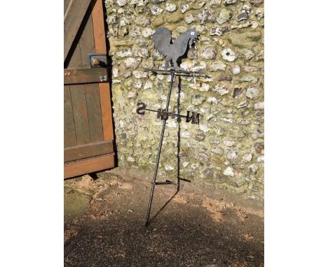 An old black painted metal weather vane,&nbsp;173cm high. 