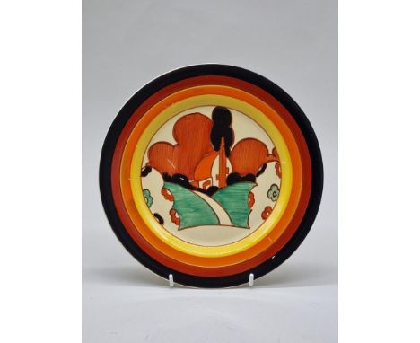 A Clarice Cliff 'Farm House' pattern plate, 23cm&nbsp;diameter. 