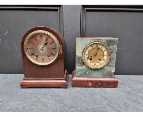 A late 19th century mahogany dome top mantel clock,&nbsp;the silvered dial inscribed 'Mappin &amp; Webb, London', 27cm high; 