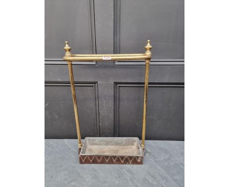 An old brass stick stand,&nbsp;37cm wide. 