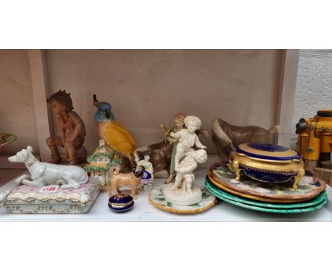 A mixed group of English and Continental pottery and porcelain, to include a Beswick Cockatoo. 