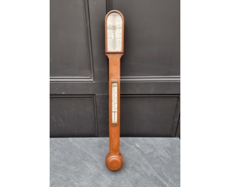 A Victorian oak stick barometer, the ivory dial inscribed 'J Davis &amp; Son, Derby'.&nbsp;DEFRA Ivory Act submission ref: AF