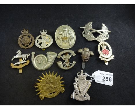 BAG OF CAP BADGES INCL BUNDESWEHR SWORDS (BROKEN PINS), ULSTER DEFENCE REGIMENT (SLIDER), RADNOR H.G. (LUGS), THE QUEENS LANC