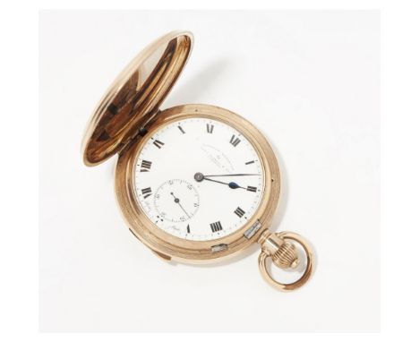 A gold plated quarter repeater pocket watch, Thomas Russell, Liverpool (Retailer)in plain full hunting cases, white enamel di