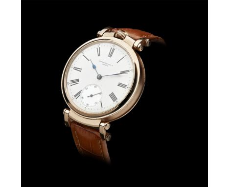 A gentleman's wrist watch, Patek Philippeconverted from a pocket watch, the watch movement numbered 105705, clear glass back,