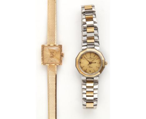 A lady's gold and stainless steel cased wrist watch, Baume et MericerRiviera model, ref. 5231.08, champagne dial with sweep s