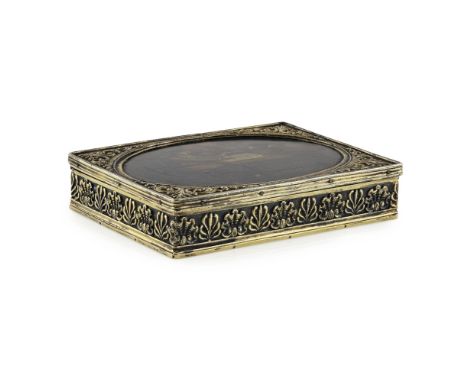 A George III silver gilt presentation table snuff boxAlexander J Strachan, London 1807, the hinged rectangular lid with an in