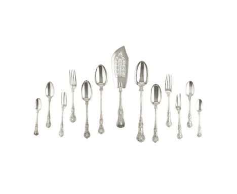 A silver suite of Victorian flatwarevarious dates and makers first half 19th centuryDouble struck Queen's pattern, comprising