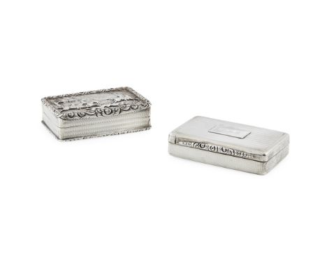 A William IV silver and a Victorian silver-gilt snuff-boxJoseph Willmore, Birmingham 1835, the rectangular box with hunting s