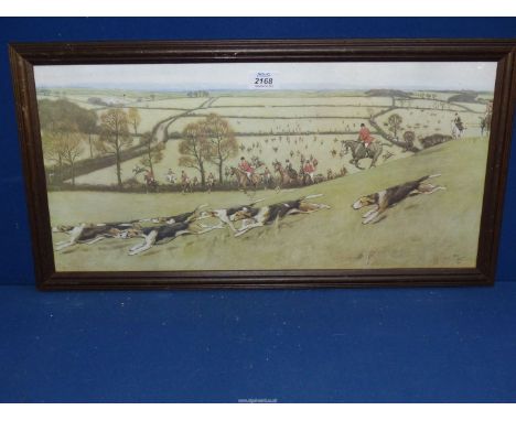 Cecil Aldin, a vintage lithograph of The Hunt in full cry.