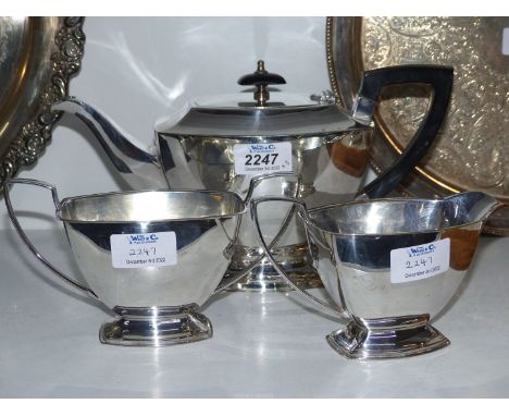 An Epns three piece teaset in Art Deco style.