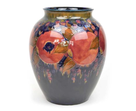 Large Moorcroft Pomegranate baluster vase, green painted signature to base, 32cm high.Condition report: Some firing faults, i