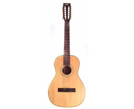 Vintage Paul Brett twelve-string guitar, serial number VE8000PB-12, 65cm scale length, with rosewood back and sides, with har