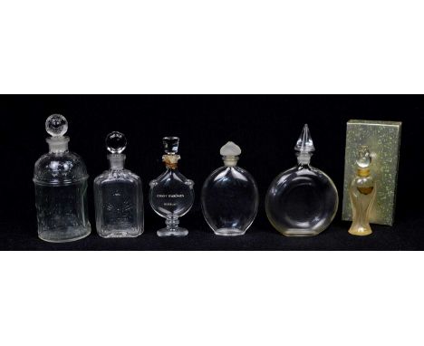 6 perfume bottles to include a Guerlain Imperial bottle with embossed beehive and bee decoration 16cm high. A Chant D'Arômes 