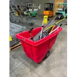 Uline Waste Cart w/ Assorted Janitorial Tools